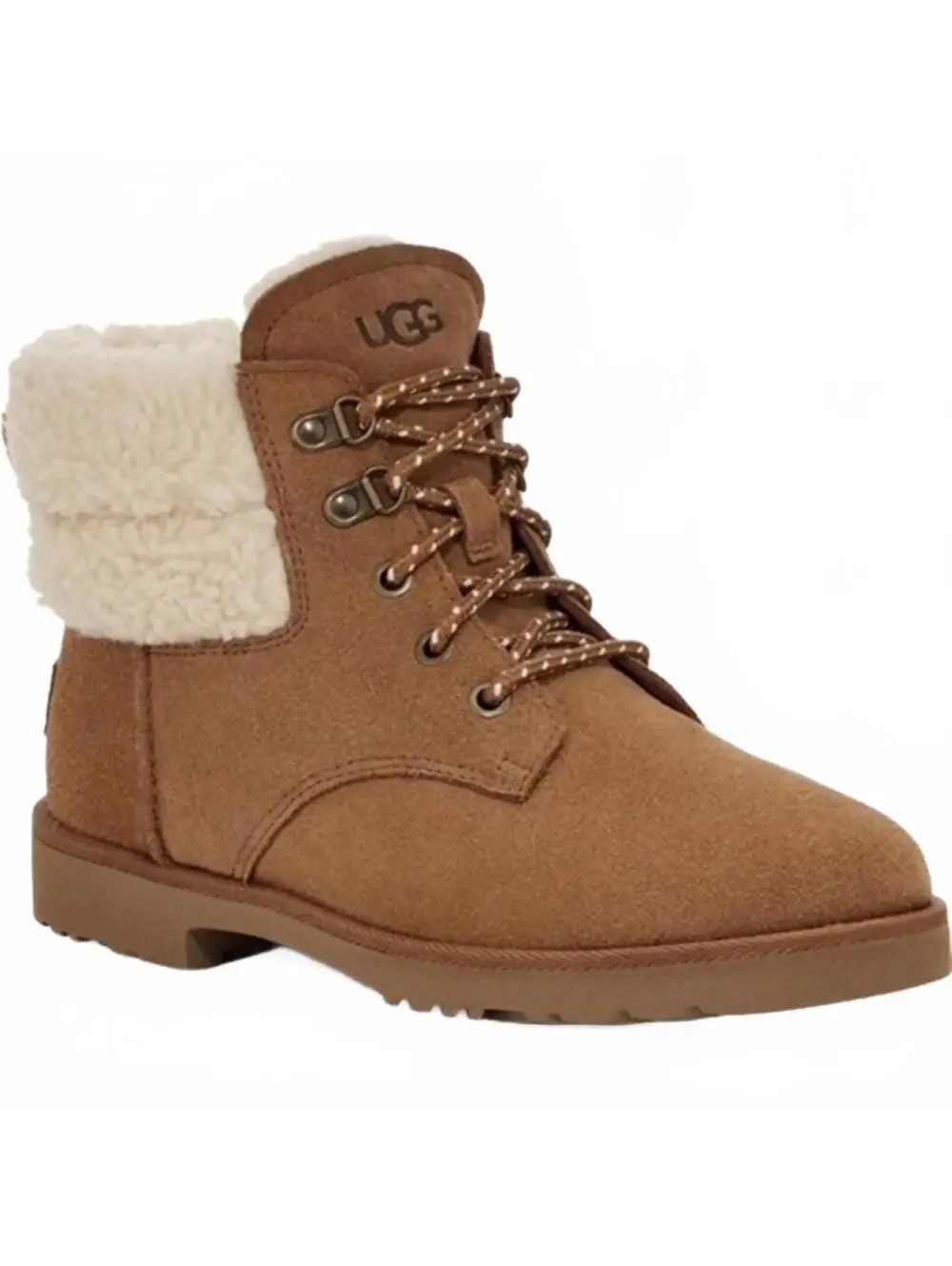 UGG Romely Heritage Lace Up Boot Leather Chestnut Womens 6 US / 37 EU NEW